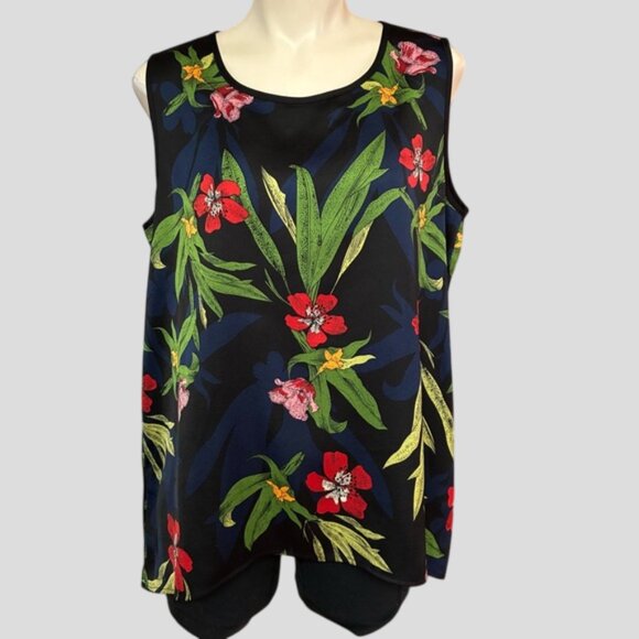 Mario Serrani Floral Sleeveless Blouse Large - Picture 1 of 12